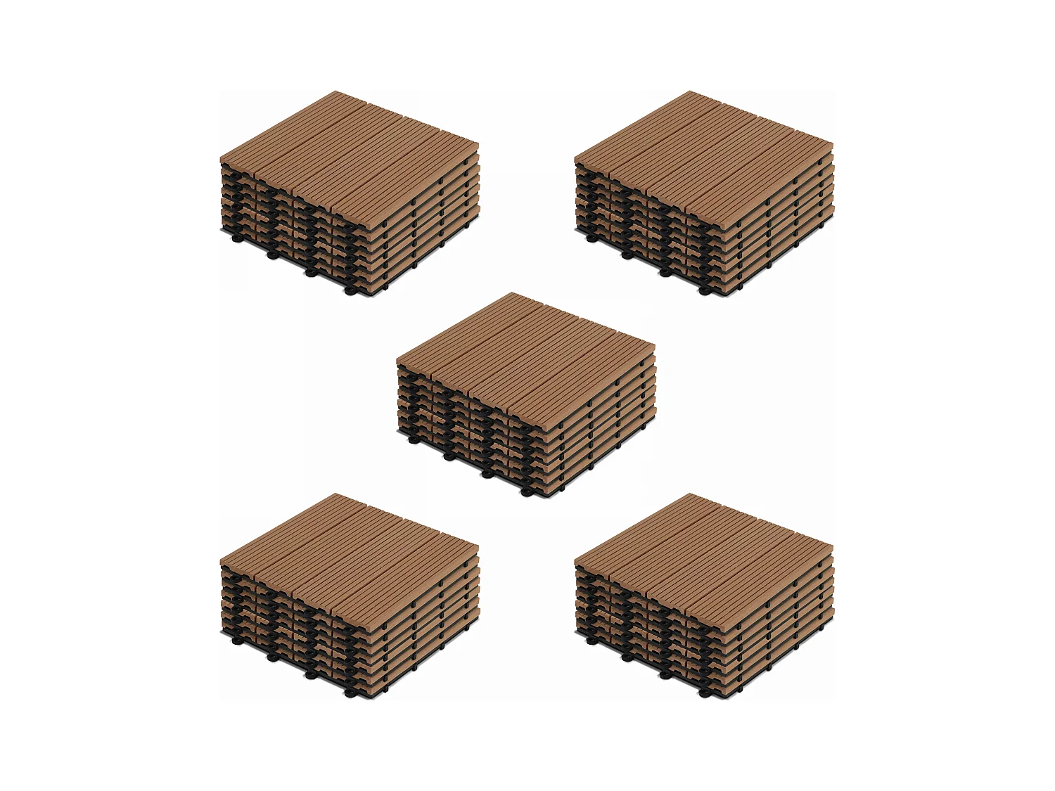 Set van 40 kliktegels van synthetisch bruin hout