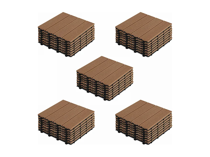 Lot de 40 dalles clipsables bois synthétique marron