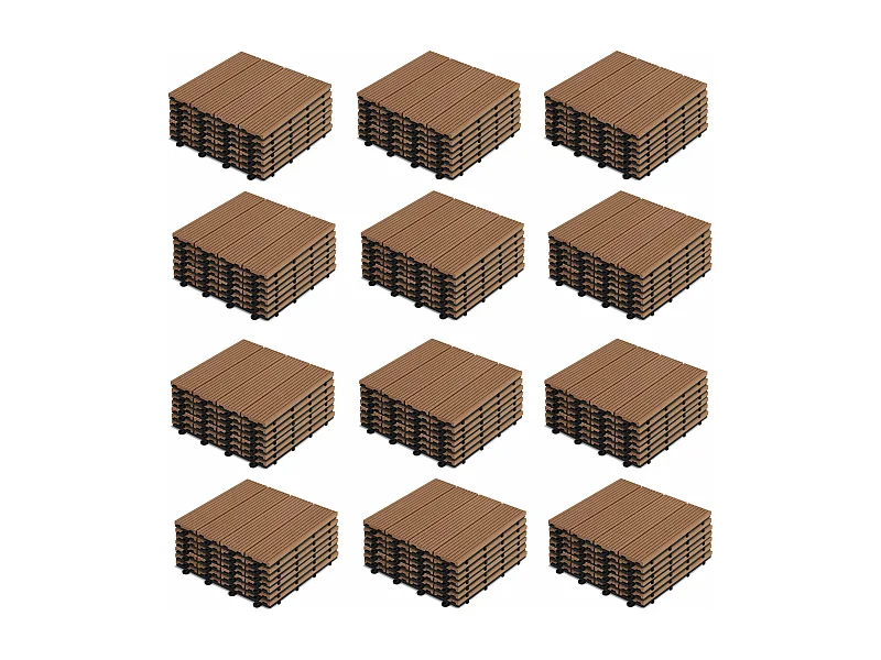Set van 96 kliktegels van synthetisch bruin hout