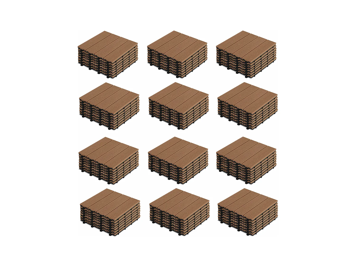 Set van 96 kliktegels van synthetisch bruin hout