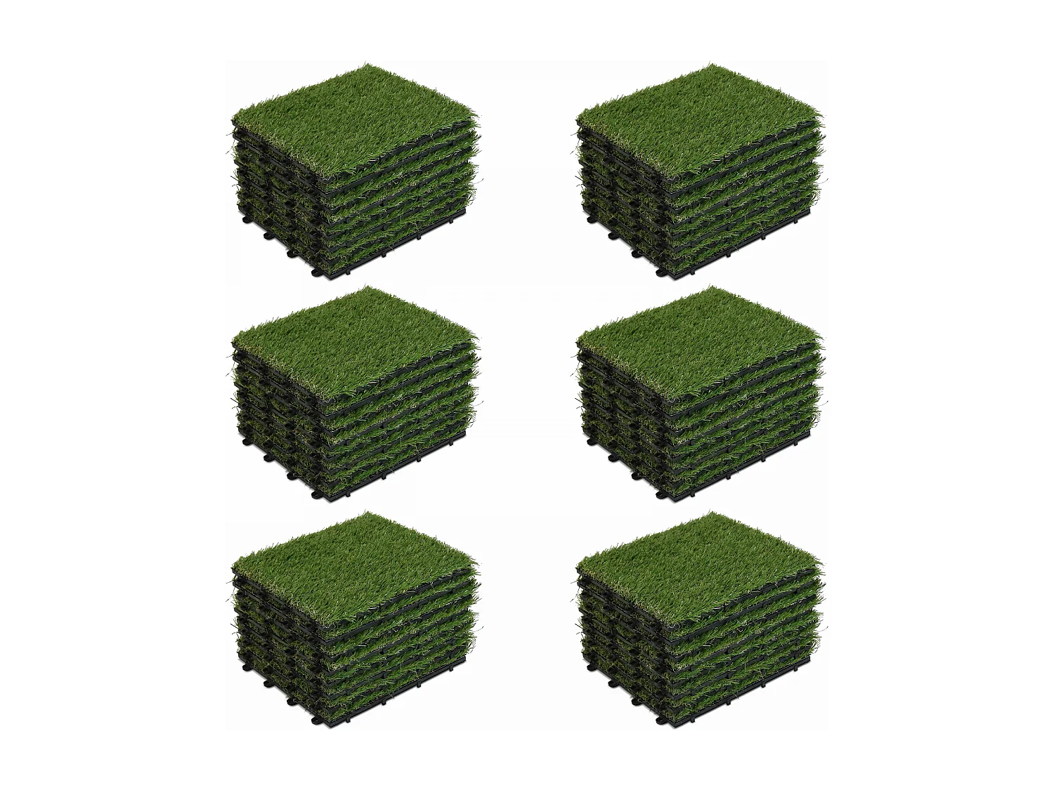 Lot de 48 dalles clipsables gazon artificiel vert