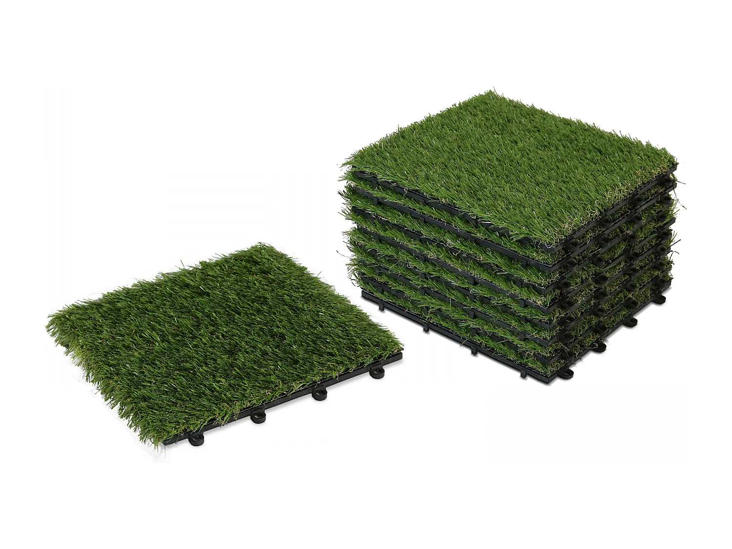 Lot de 48 dalles clipsables gazon artificiel vert