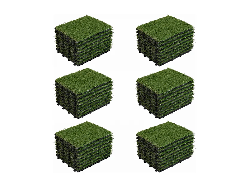 Set van 48 klikbare tegels kunstgras groen