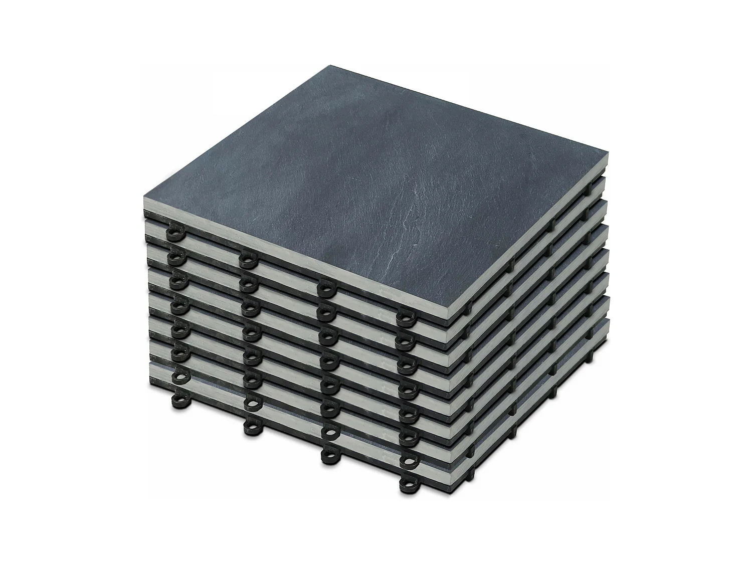 Lot de 8 dalles clipsables en pierre noire