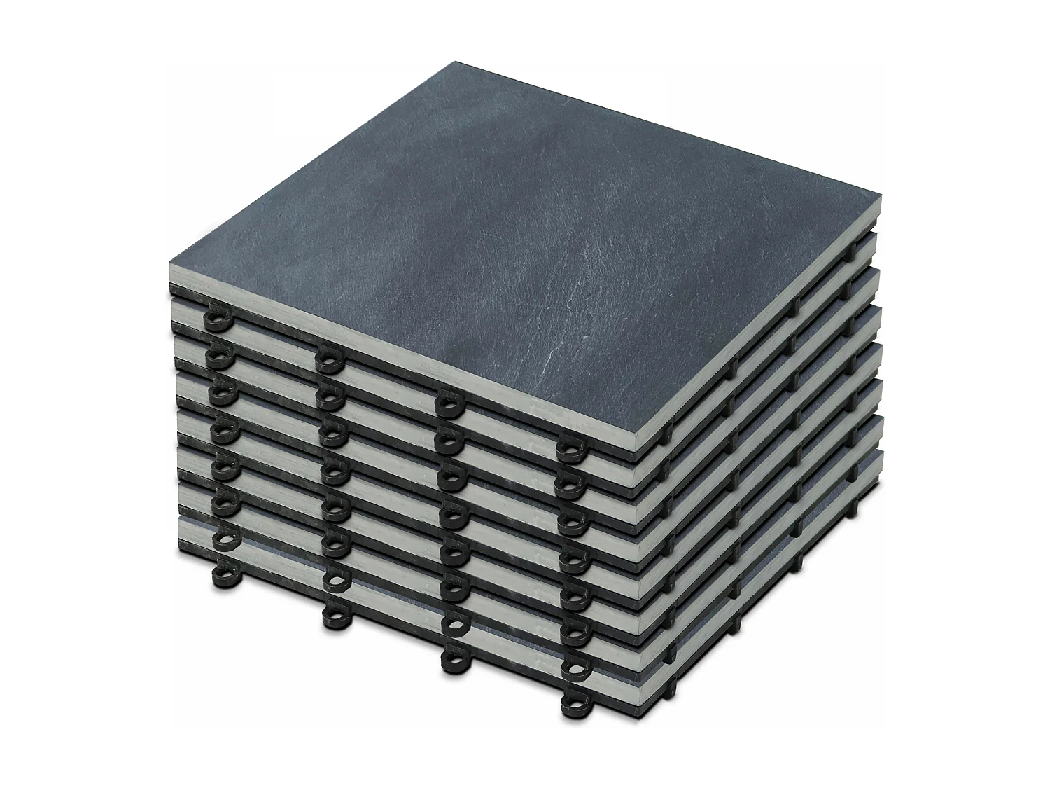 Lot de 8 dalles clipsables en pierre noire