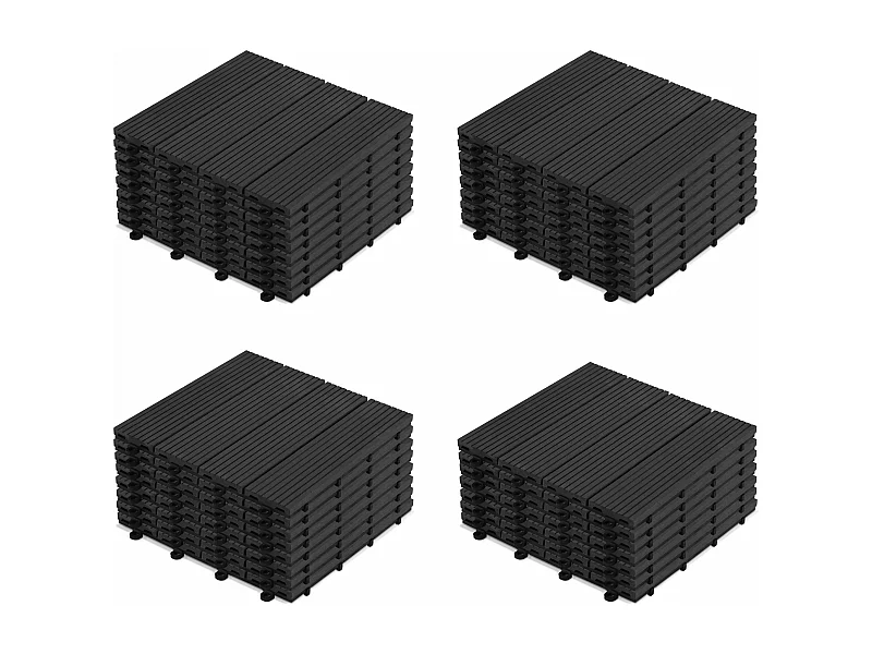 Lot de 32 dalles clipsables en bois composite gris