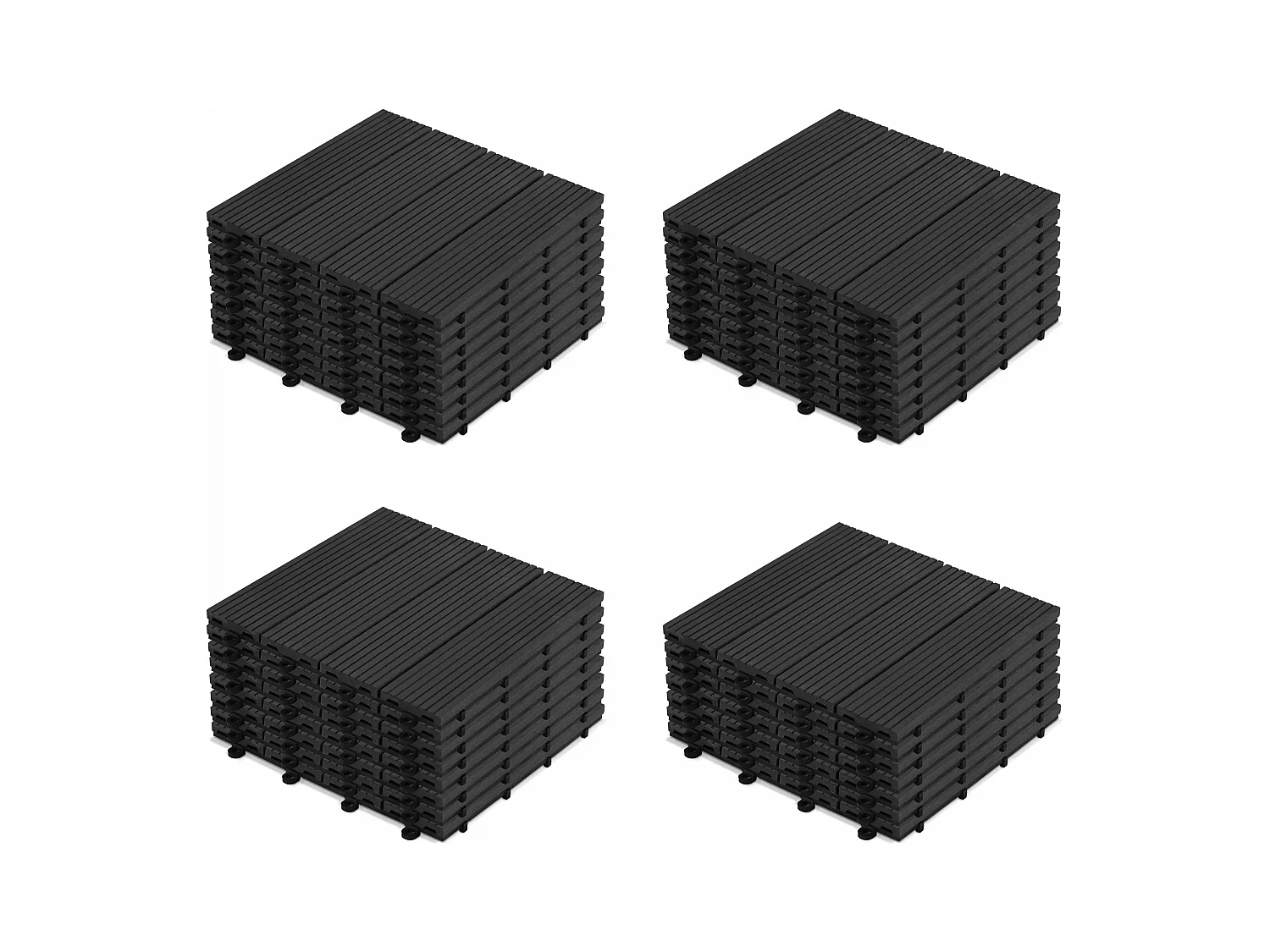Lot de 32 dalles clipsables en bois composite gris