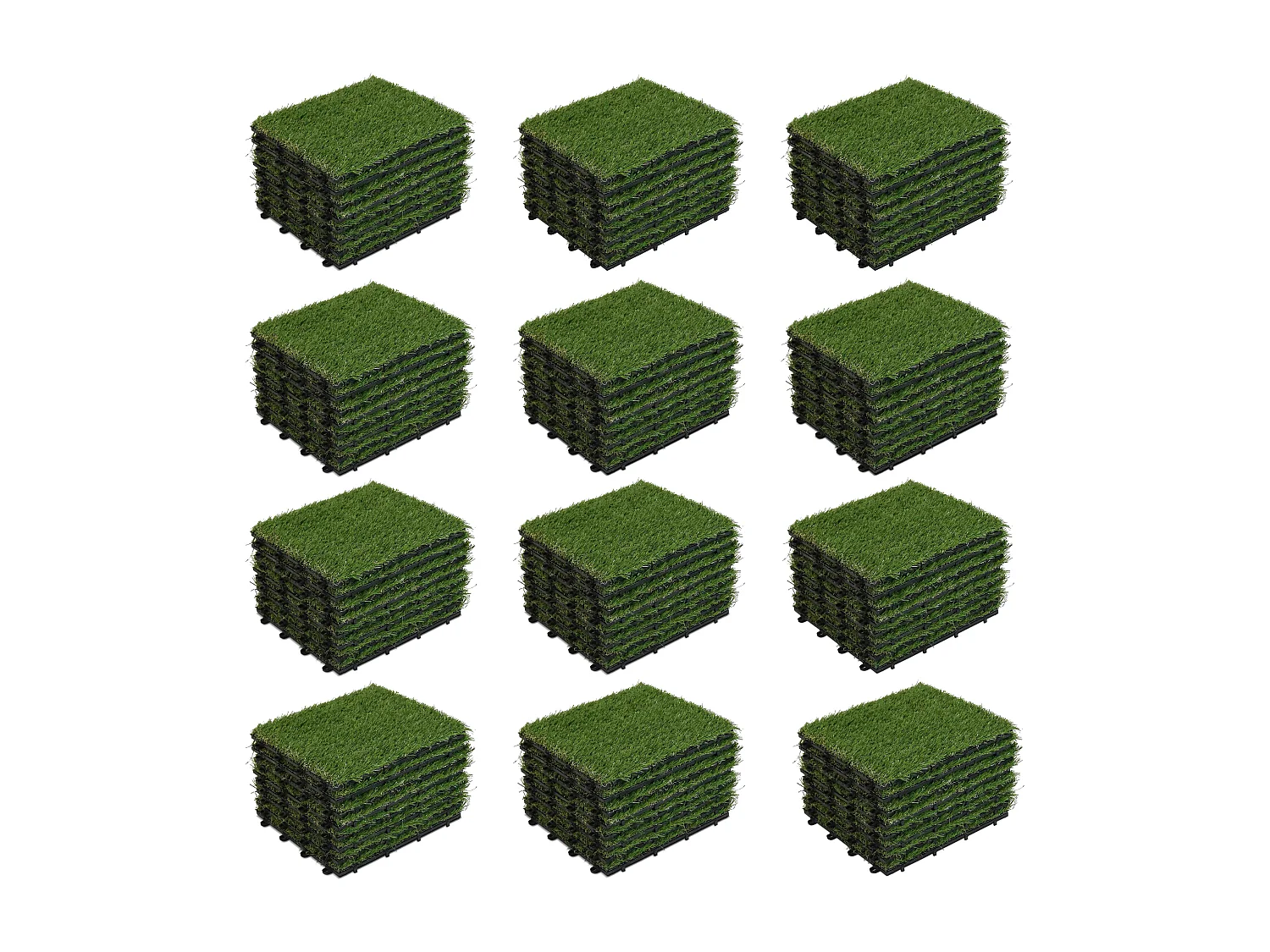 Lot de 96 dalles clipsables gazon artificiel vert