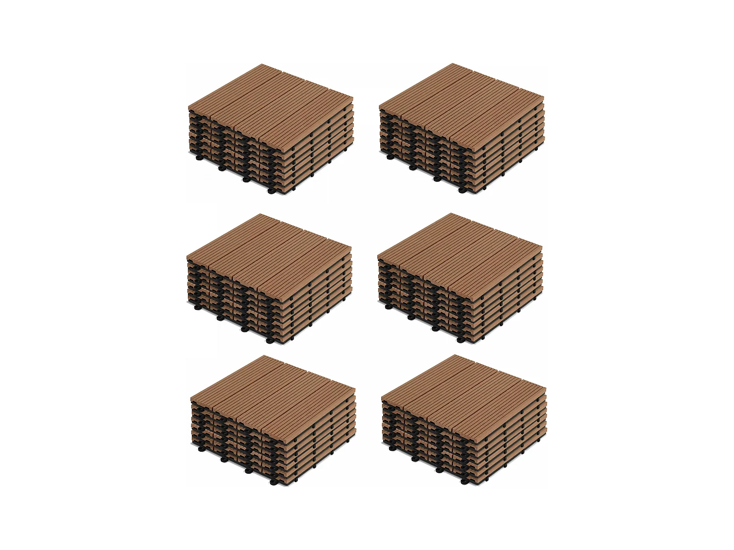 Lot de 48 dalles clipsables bois synthétique marron