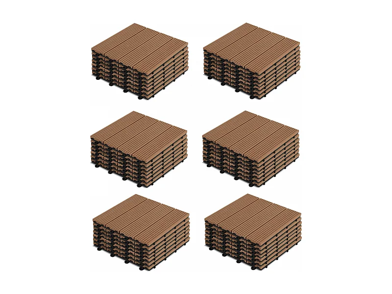 Lot de 48 dalles clipsables bois synthétique marron