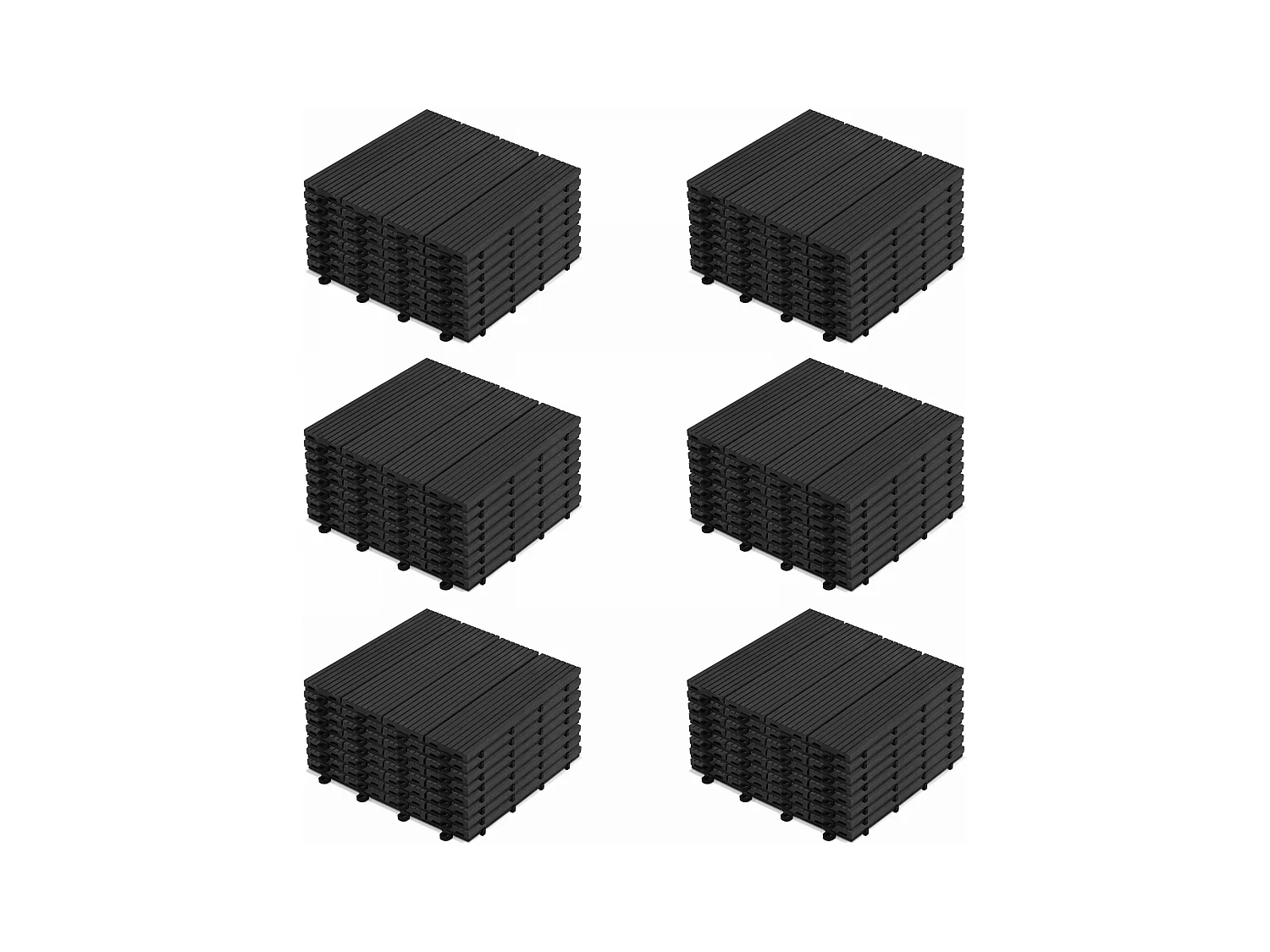 Lot de 48 dalles clipsables en bois composite gris