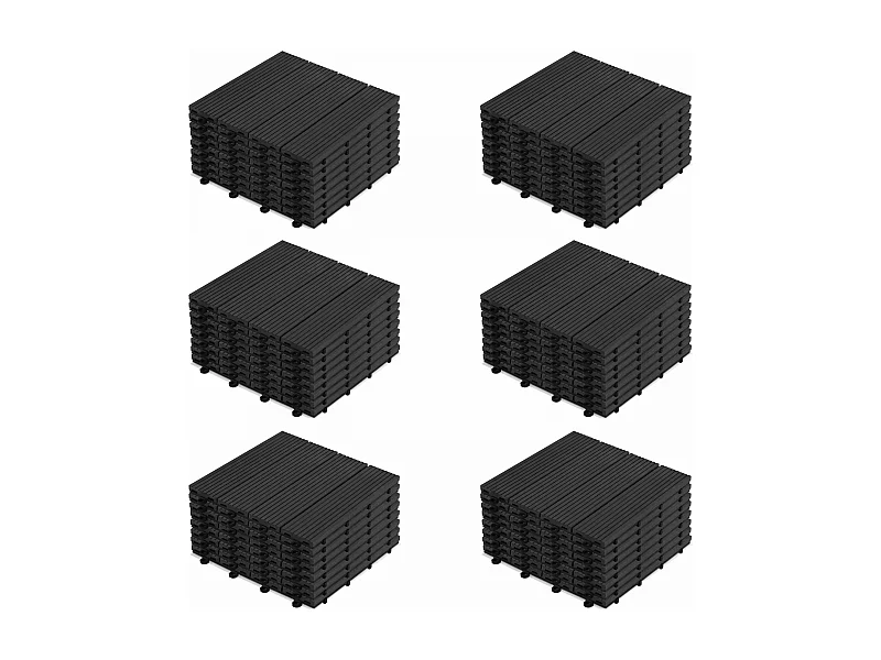 Lot de 48 dalles clipsables en bois composite gris