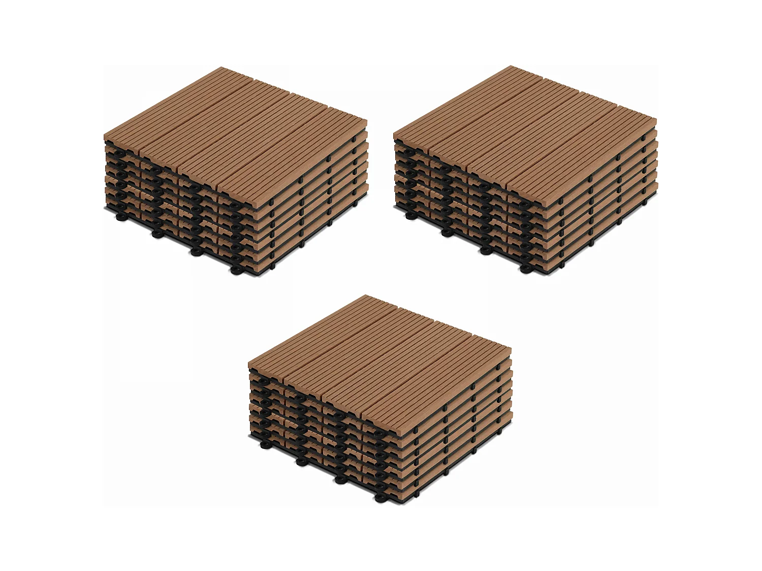 Lot de 24 dalles clipsables bois synthétique marron
