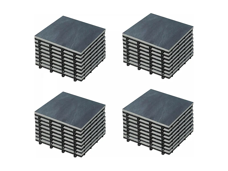 Lot de 32 dalles clipsables en pierre naturelle noir