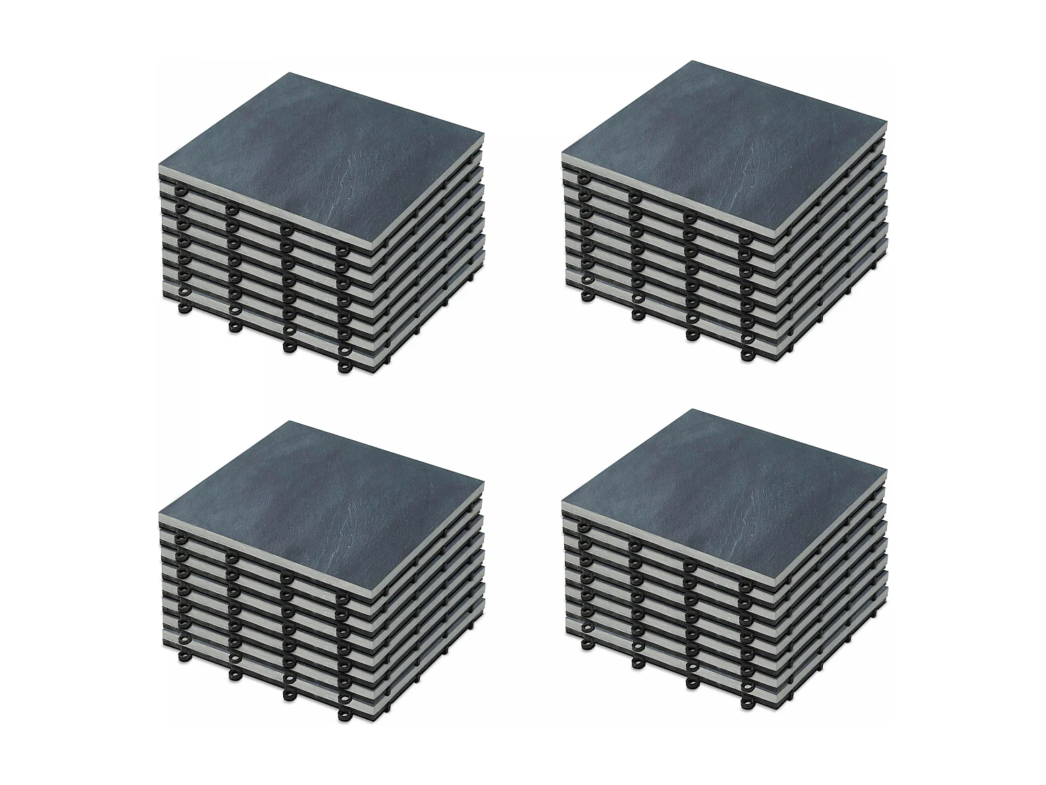 Lot de 32 dalles clipsables en pierre naturelle noir