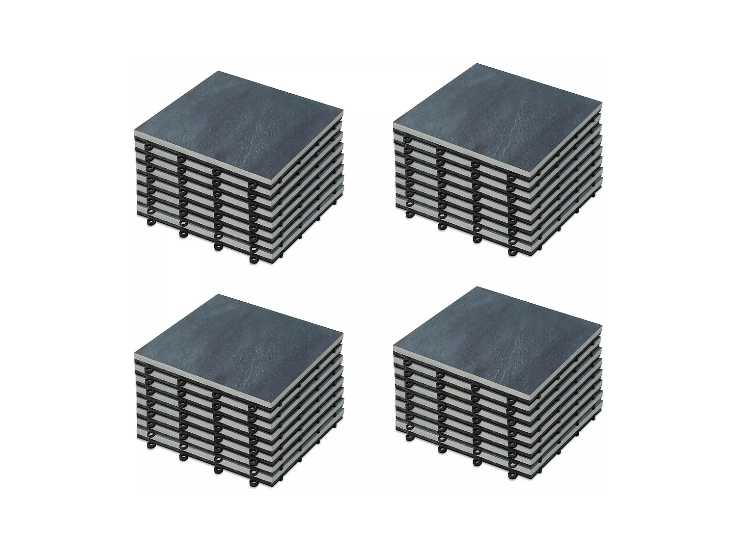 Lot de 32 dalles clipsables en pierre naturelle noir