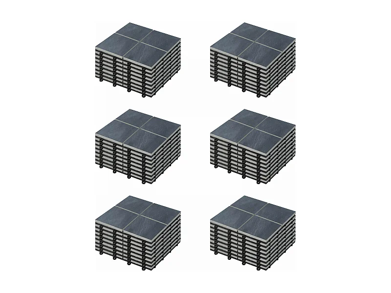 Lot de 48 dalles clipsables en pierre noir