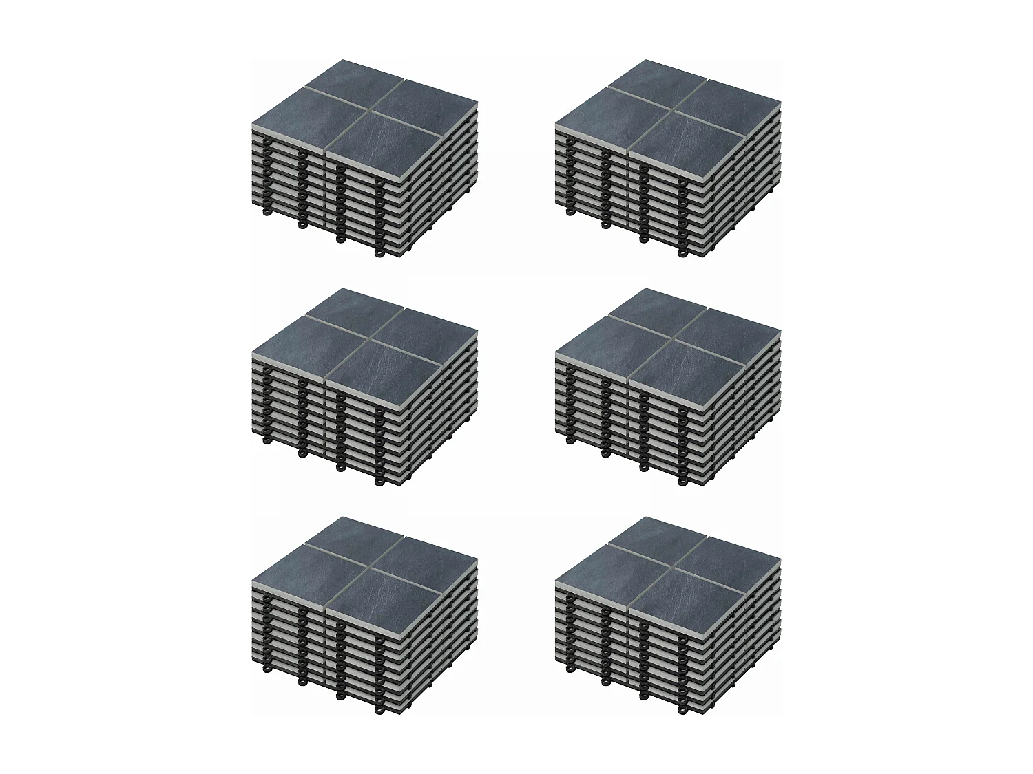 Lot de 48 dalles clipsables en pierre noir