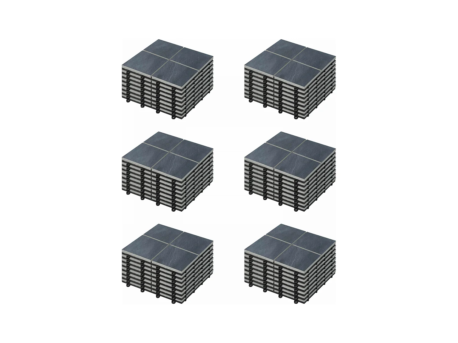 Lot de 48 dalles clipsables en pierre noir