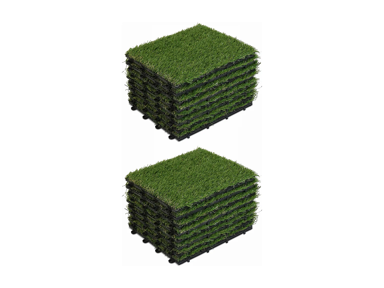 Lot de 16 dalles clipsables gazon artificiel vert