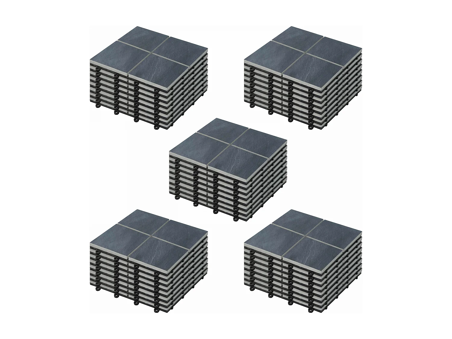 Lot de 40 dalles clipsables en pierre noir