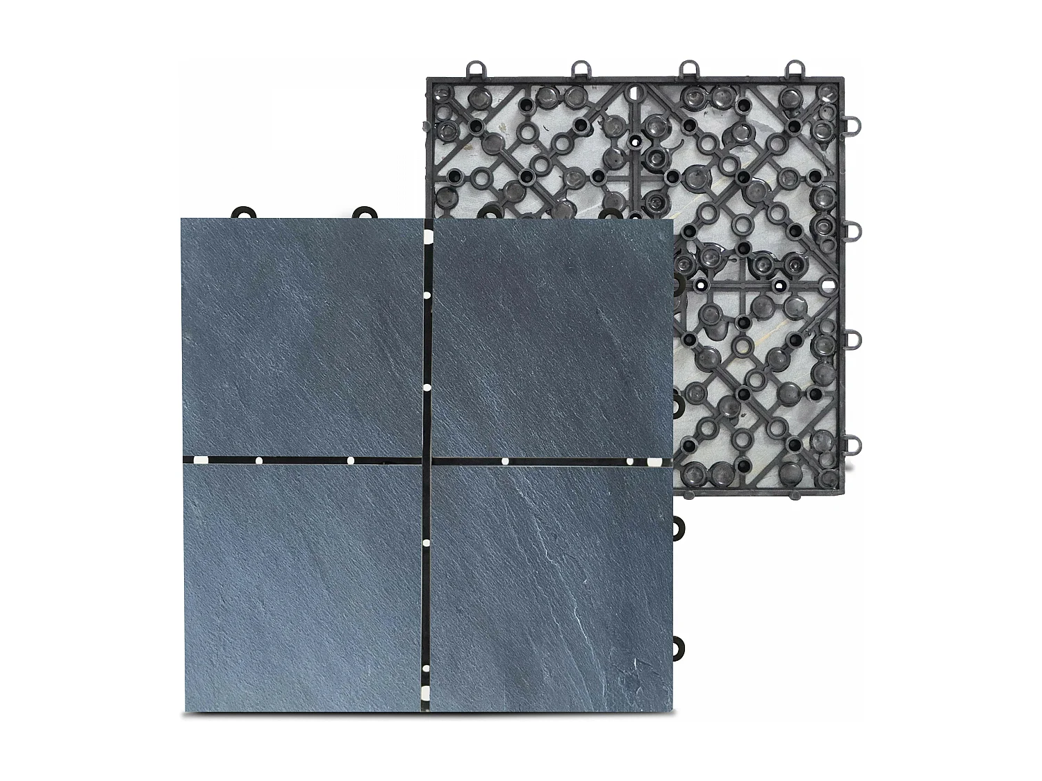 Lot de 40 dalles clipsables en pierre noir