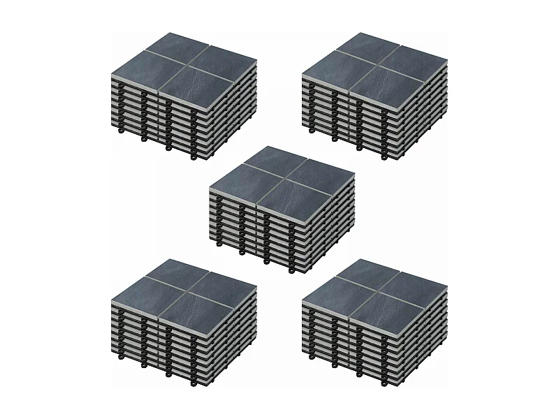 Lot de 40 dalles clipsables en pierre noir