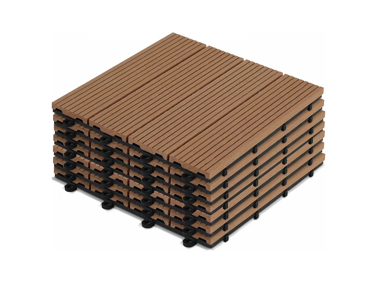 Lot de 8 dalles clipsables en bois synthétique marron clair