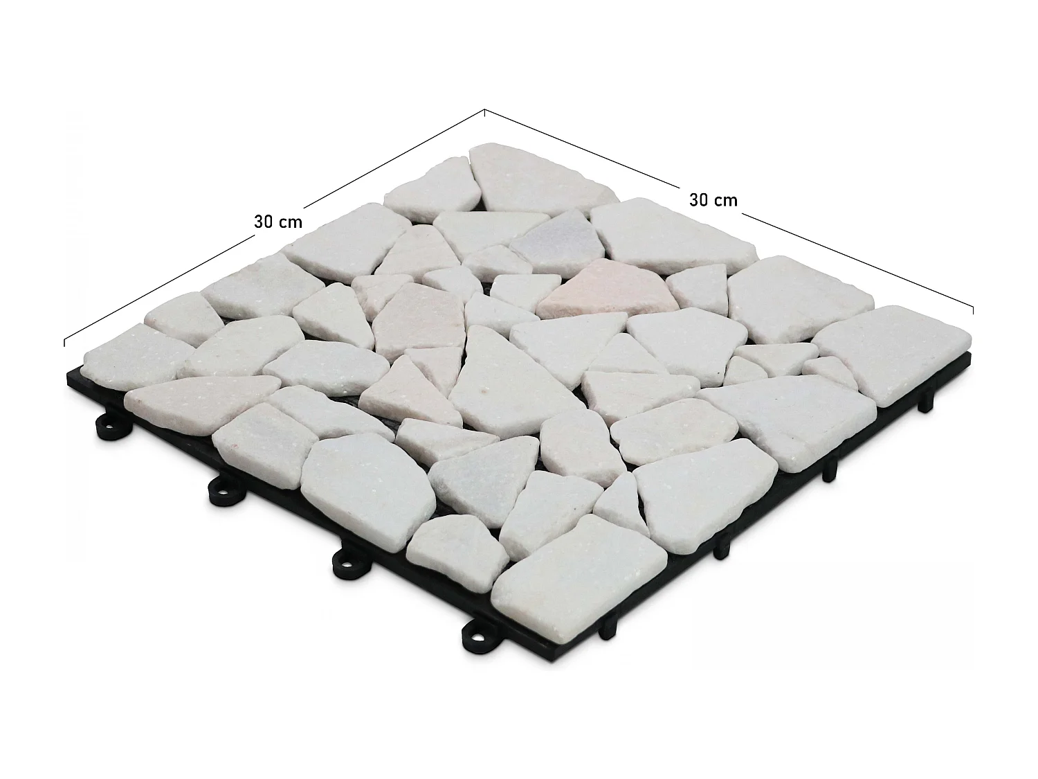 Lot de 40 dalles clipsables en galet de marbre blanc