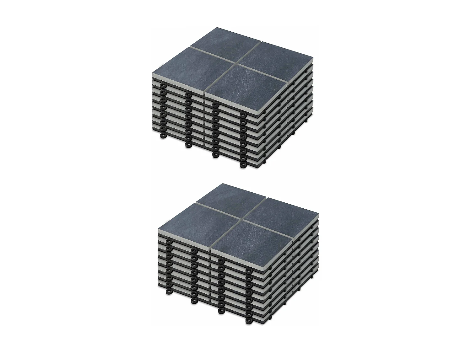 Lot de 16 dalles clipsables en pierre noir