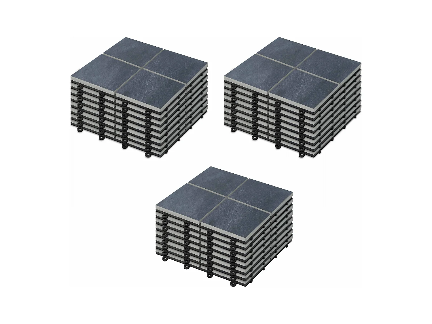 Lot de 24 dalles clipsables en pierre noir
