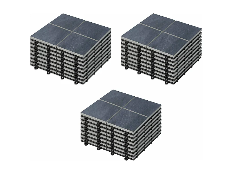 Lot de 24 dalles clipsables en pierre noir