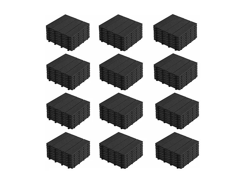 Lot de 96 dalles clipsables en bois composite gris