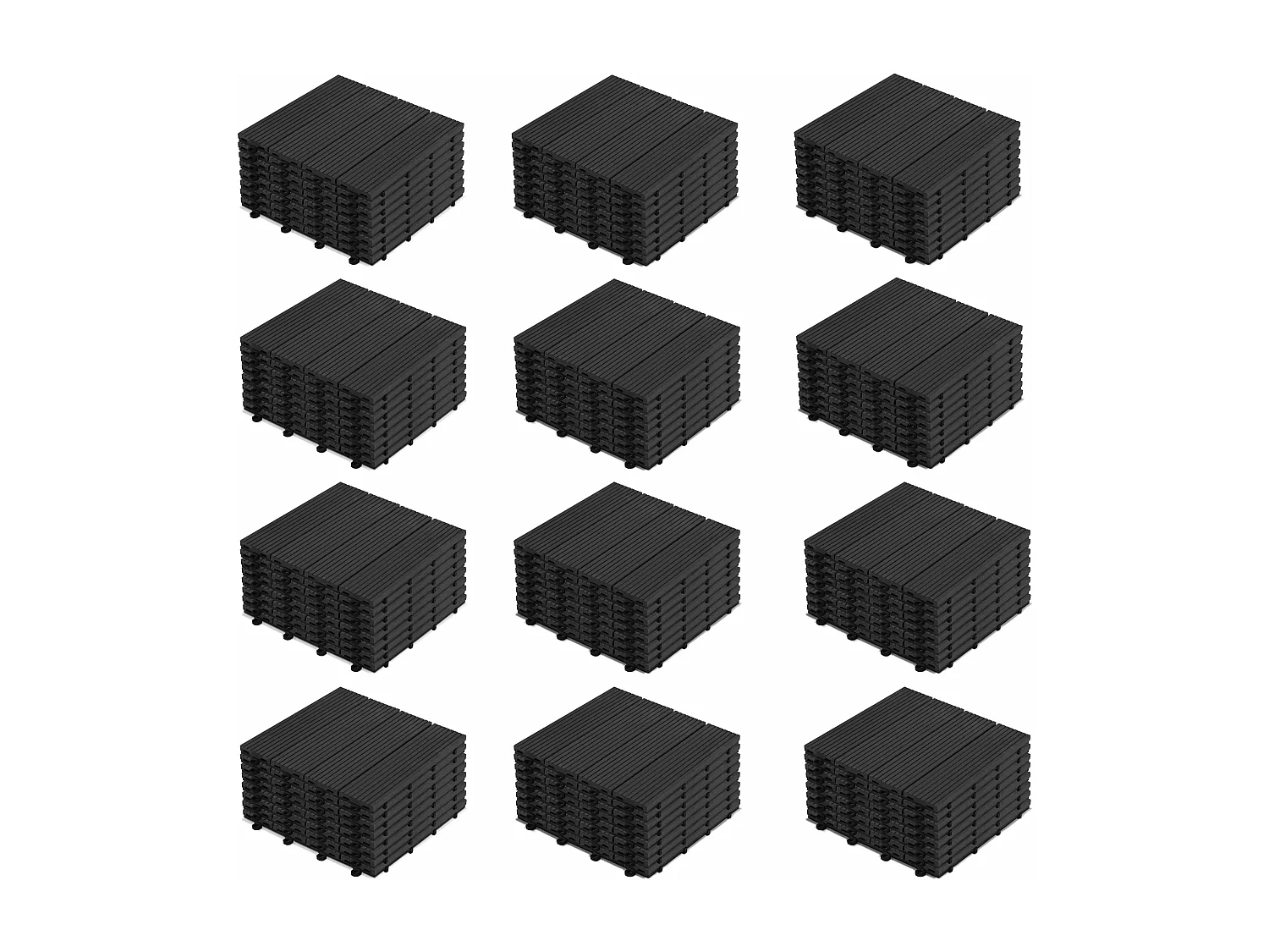 Lot de 96 dalles clipsables en bois composite gris