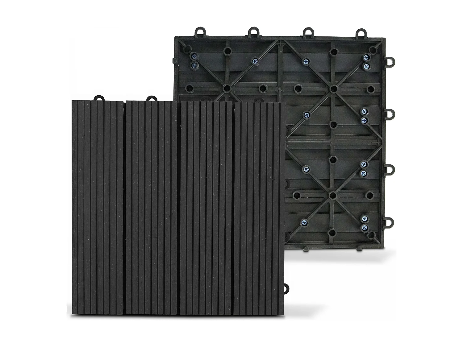 Lot de 96 dalles clipsables en bois composite gris