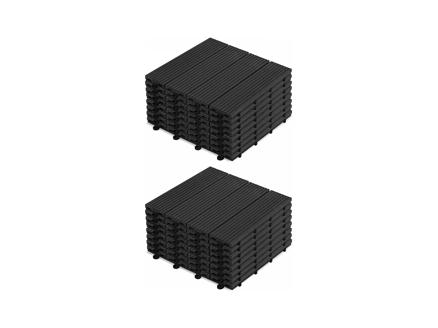 Lot de 16 dalles clipsables en bois composite gris