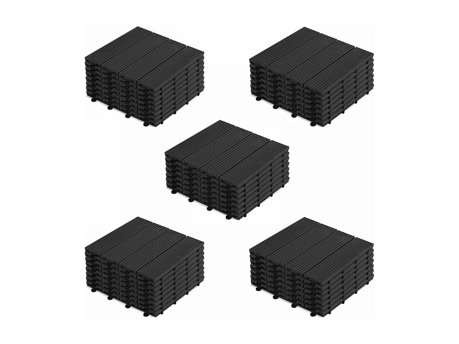 Lot de 40 dalles clipsables en bois composite gris