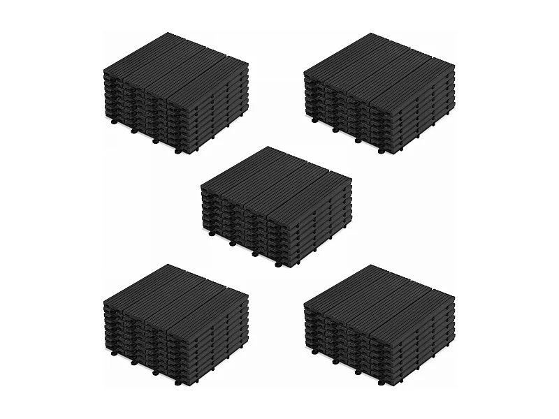Lot de 40 dalles clipsables en bois composite gris