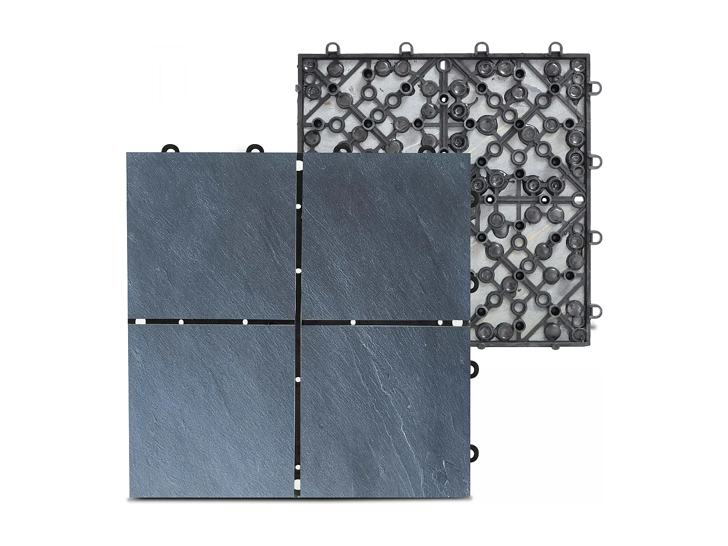 Lot de 96 dalles clipsables en pierre noir