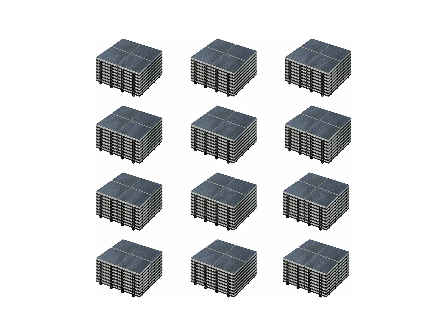 Lot de 96 dalles clipsables en pierre noir
