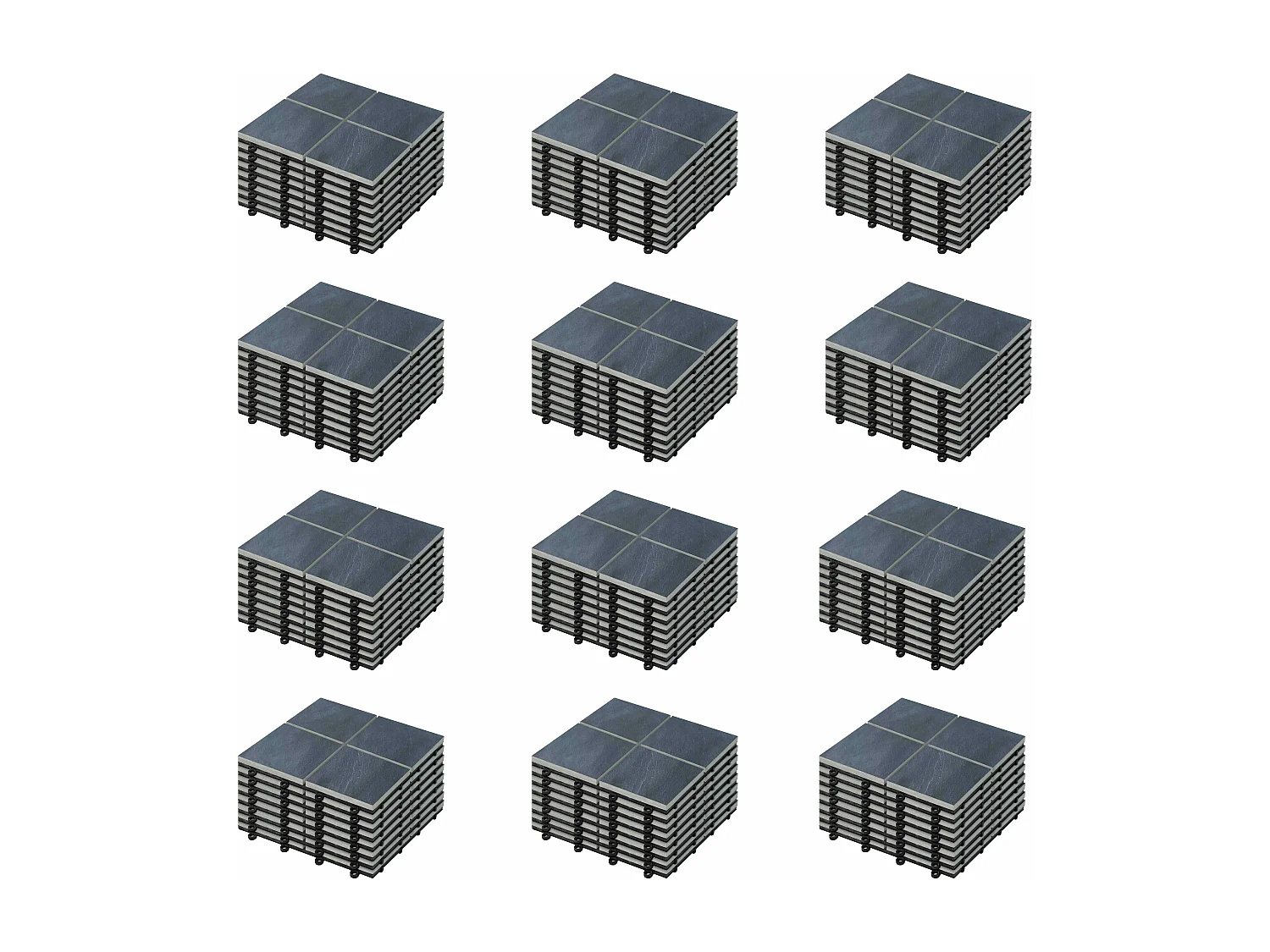 Lot de 96 dalles clipsables en pierre noir