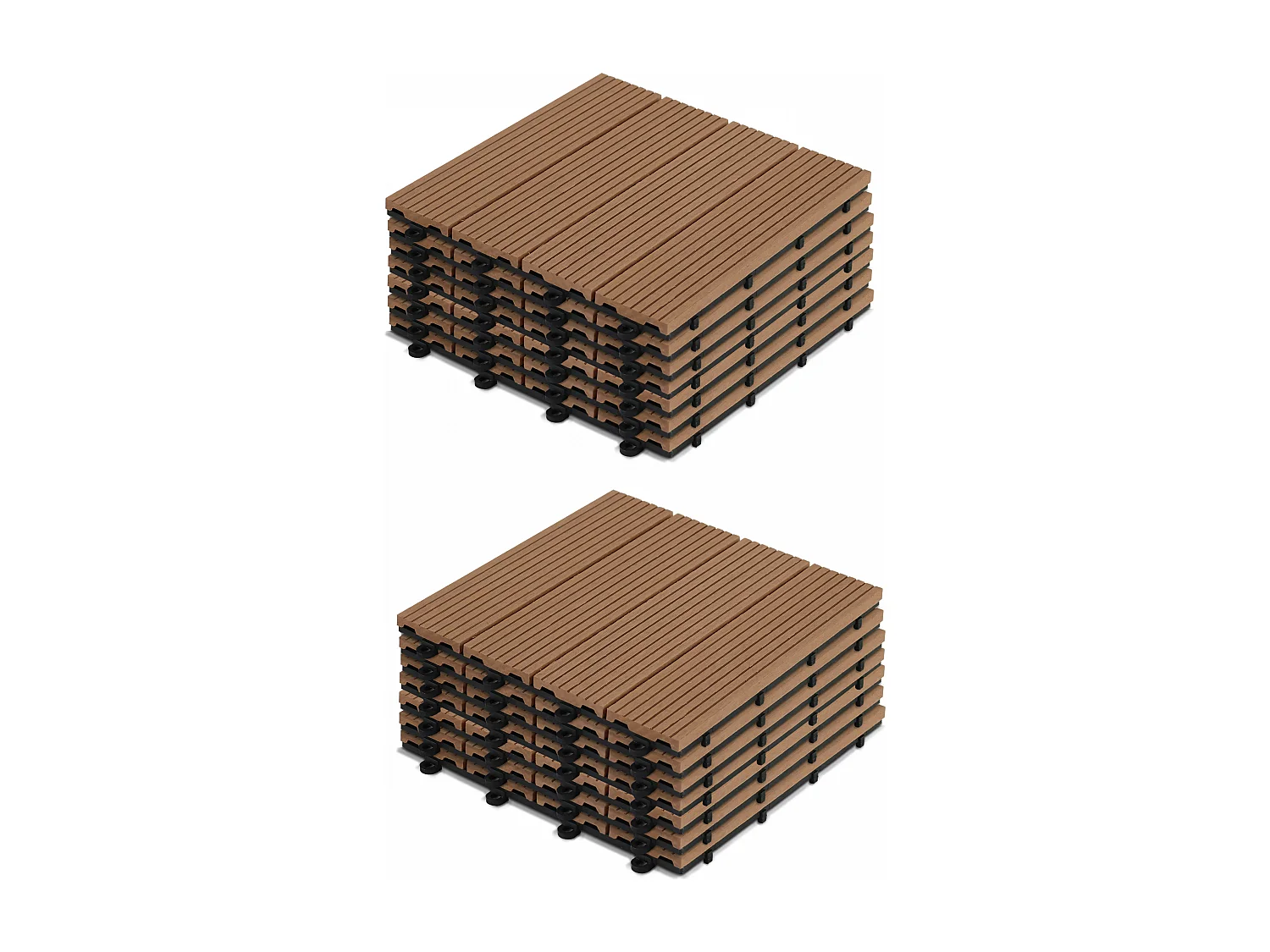 Lot de 16 dalles clipsables bois synthétique marron
