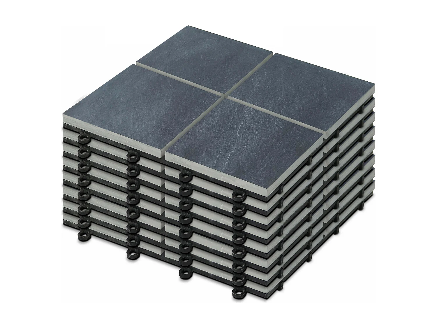 Lot de 8 dalles clipsables en pierre noire