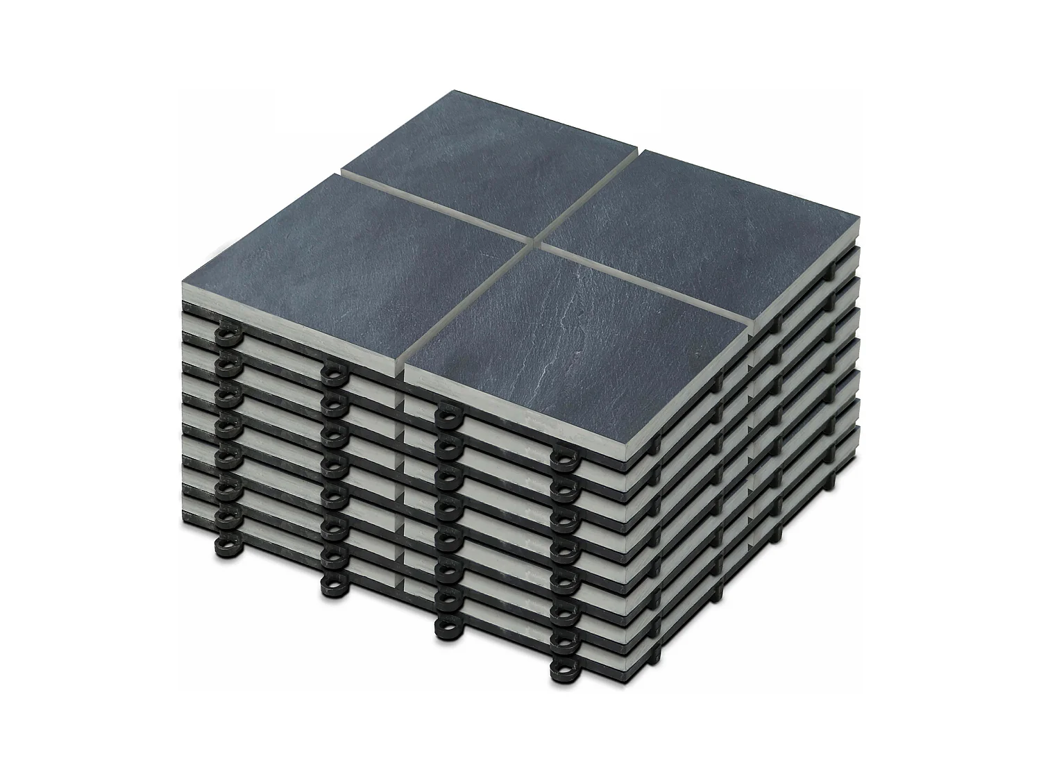 Lot de 8 dalles clipsables en pierre noire