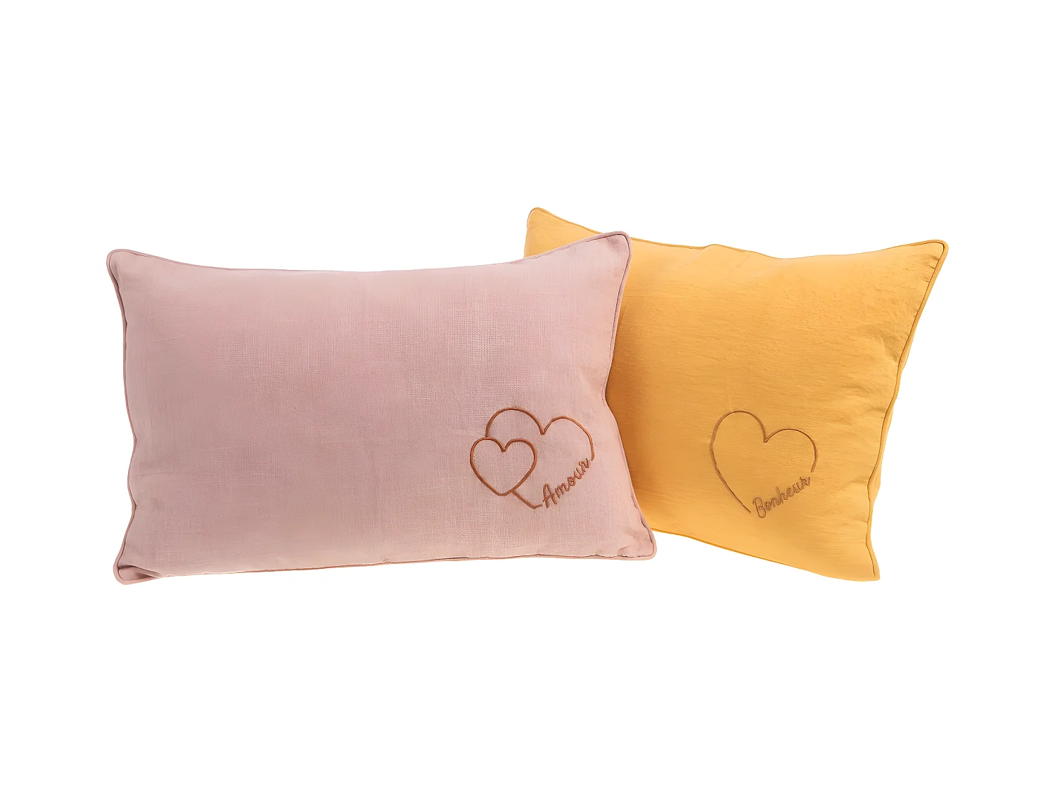 Coussin cœur brodé 40 x 60 cm (lot de 2)