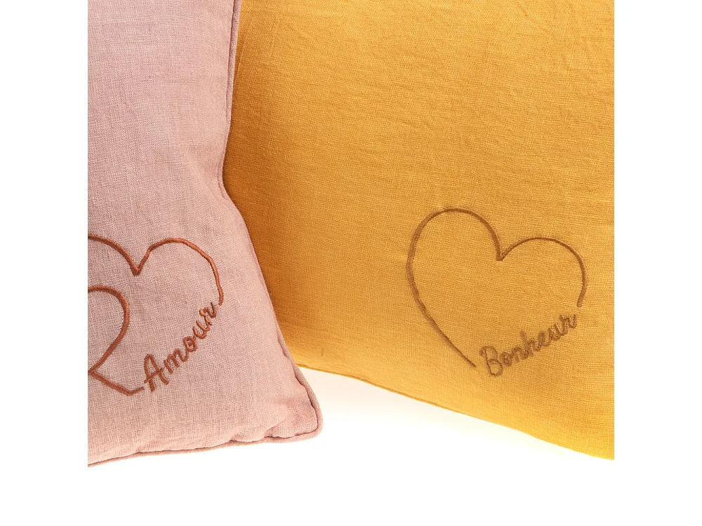 Coussin cœur brodé 40 x 60 cm (lot de 2)