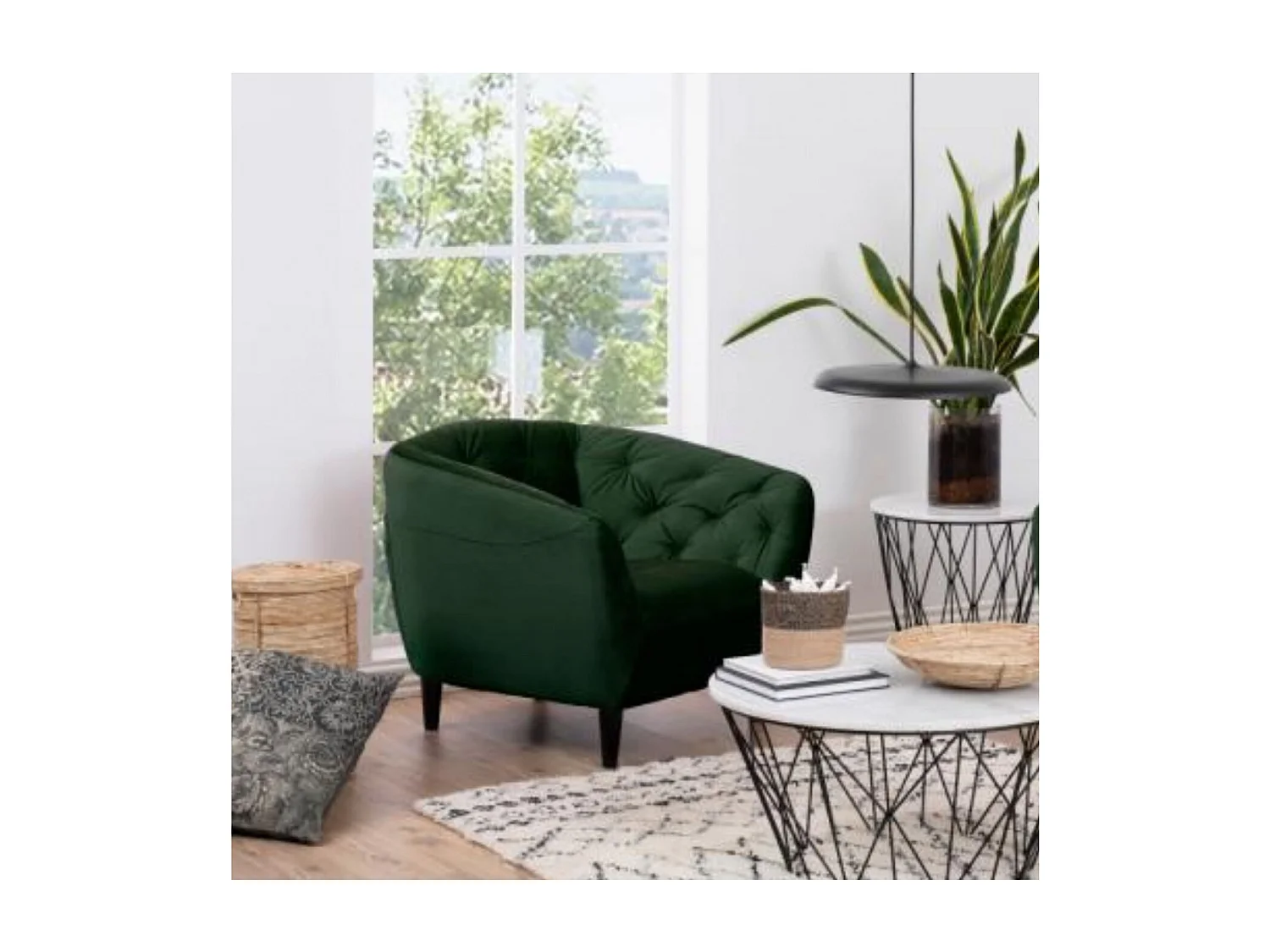 Fauteuil en velours capitonné - RIA