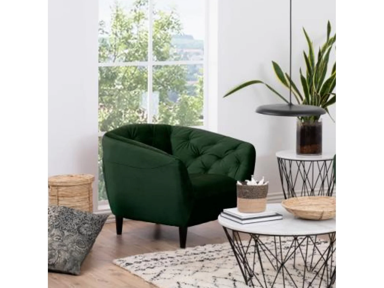 Fauteuil en velours capitonné - RIA