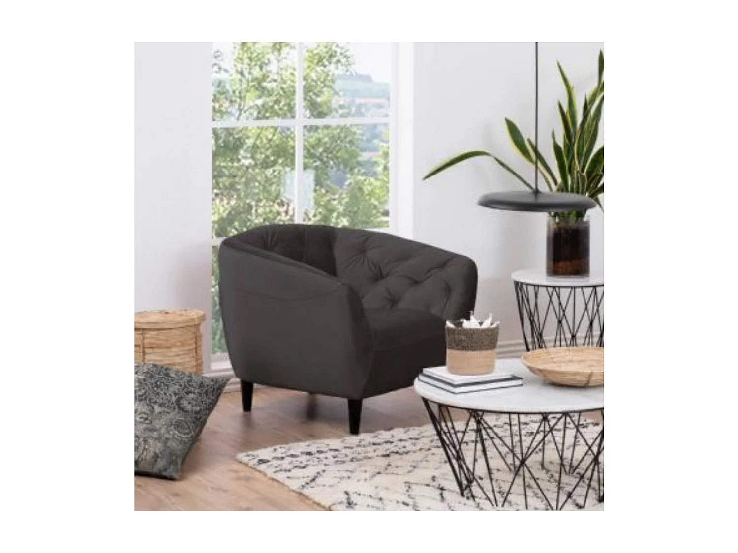 Fauteuil en velours capitonné - RIA