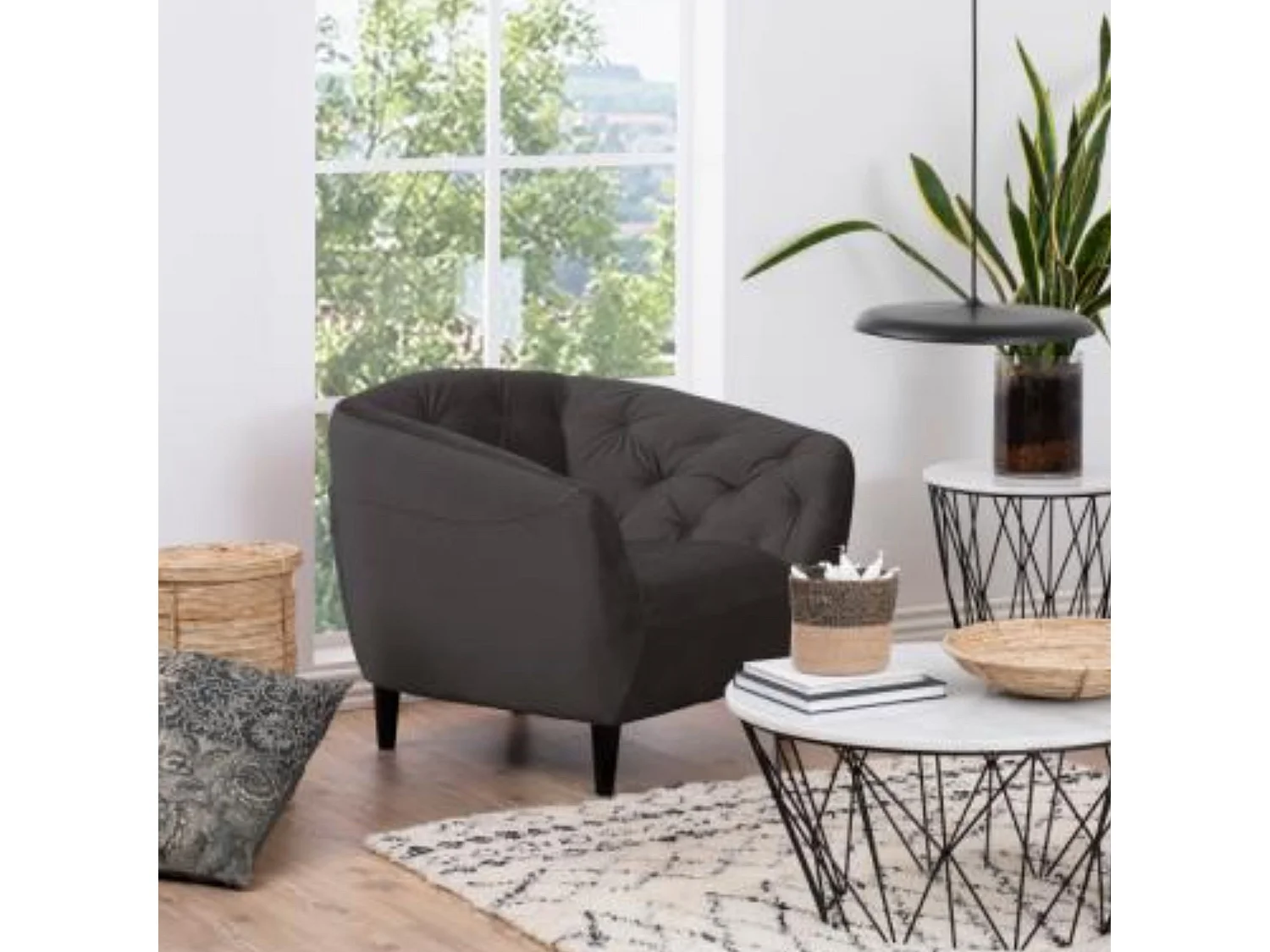 Fauteuil en velours capitonné - RIA